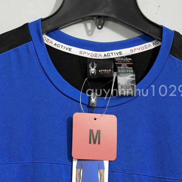 Brand new Spyder active men tee shorts sleeve BLUE - Picture 3 of 5